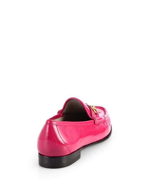 gucci pink patent shoes|Gucci patent loafers.